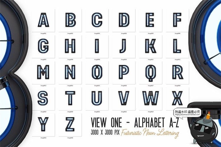 图片[12]-未来科幻赛博朋克霓虹灯管发光特效字母符号PNG免抠图片后期素材-设计猿