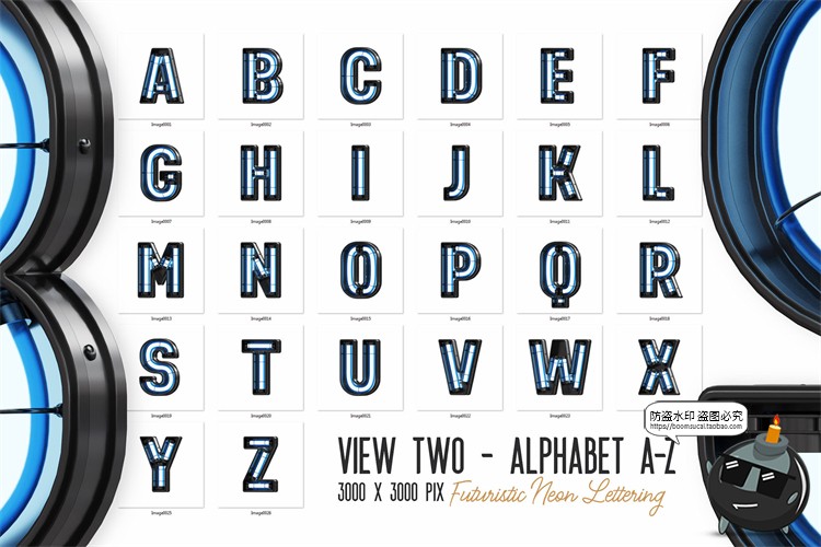 图片[15]-未来科幻赛博朋克霓虹灯管发光特效字母符号PNG免抠图片后期素材-设计猿