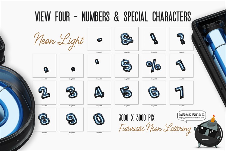 图片[19]-未来科幻赛博朋克霓虹灯管发光特效字母符号PNG免抠图片后期素材-设计猿