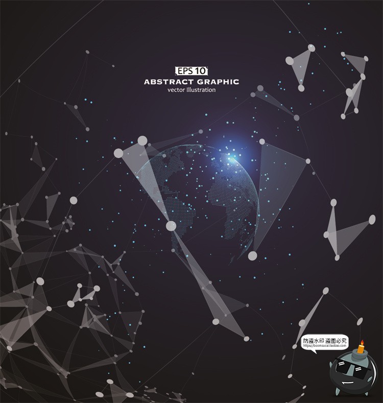 图片[22]-未来科幻科技感数字地球点线构成网络信息世界背景插画AI矢量素材-设计猿