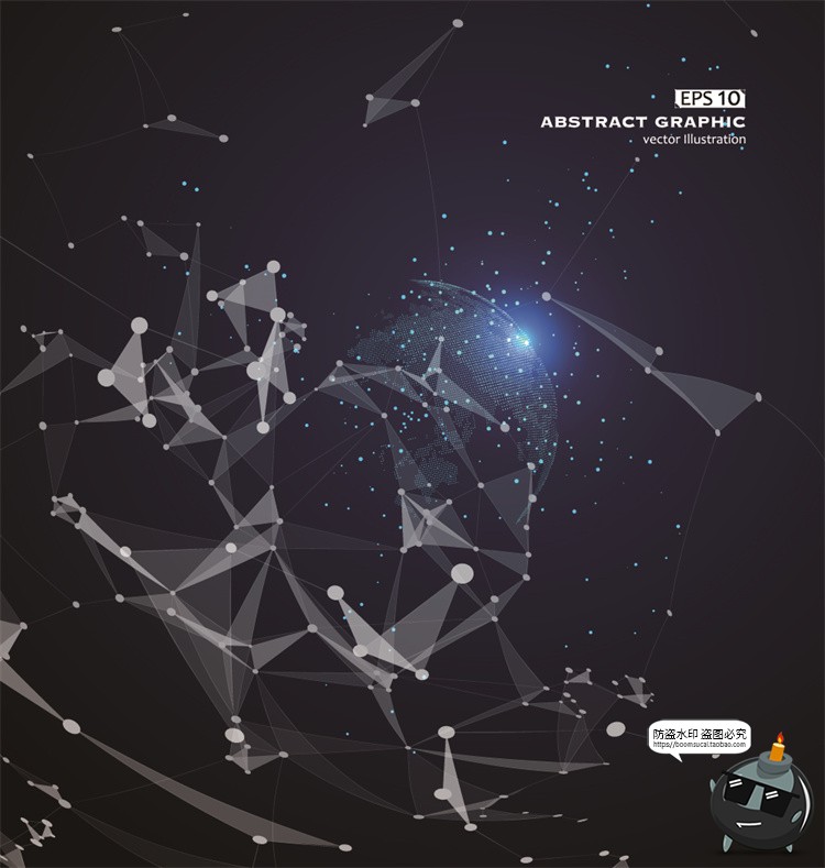 图片[23]-未来科幻科技感数字地球点线构成网络信息世界背景插画AI矢量素材-设计猿