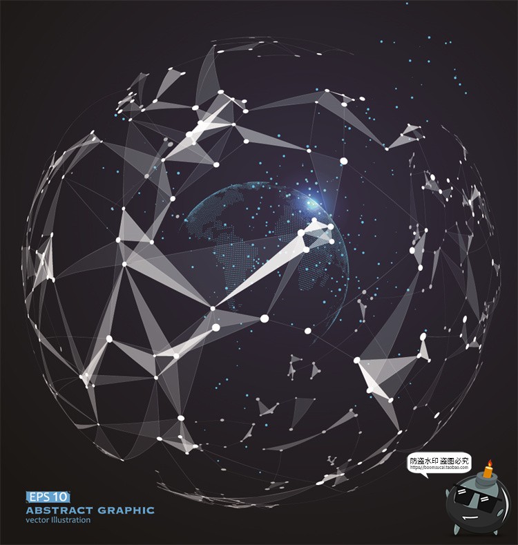 图片[25]-未来科幻科技感数字地球点线构成网络信息世界背景插画AI矢量素材-设计猿