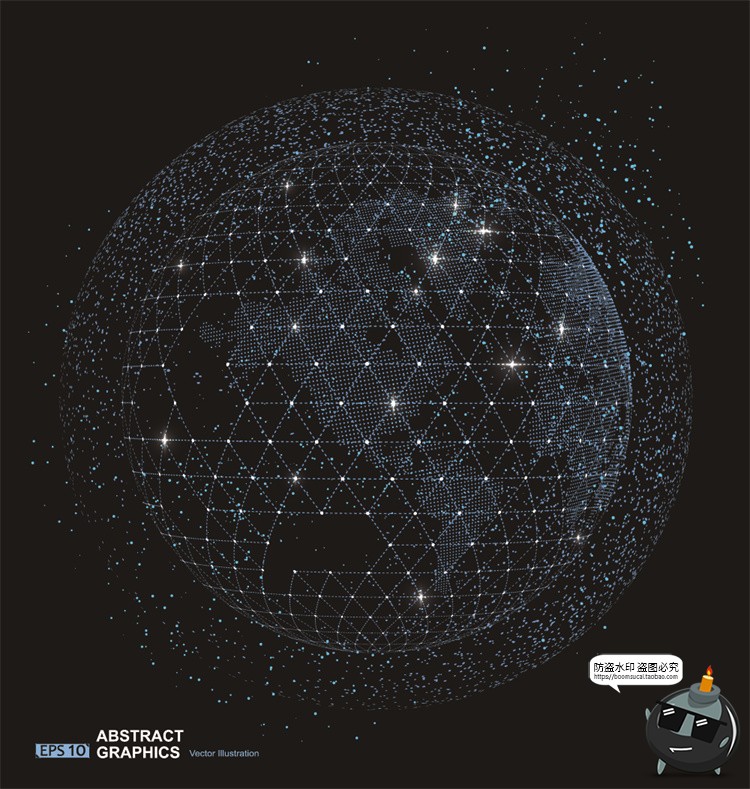 图片[31]-未来科幻科技感数字地球点线构成网络信息世界背景插画AI矢量素材-设计猿