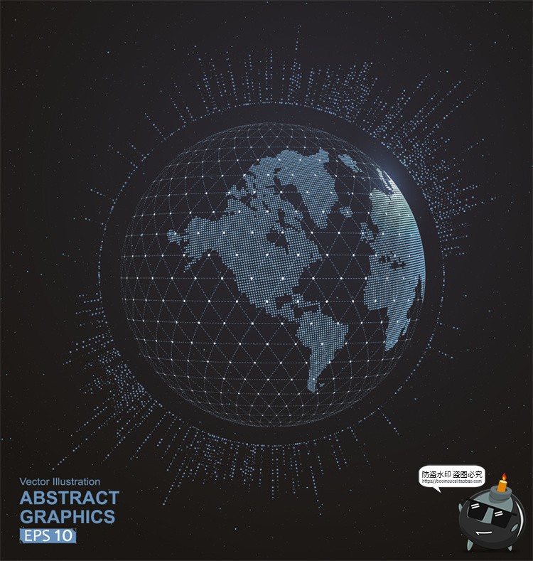 图片[34]-未来科幻科技感数字地球点线构成网络信息世界背景插画AI矢量素材-设计猿