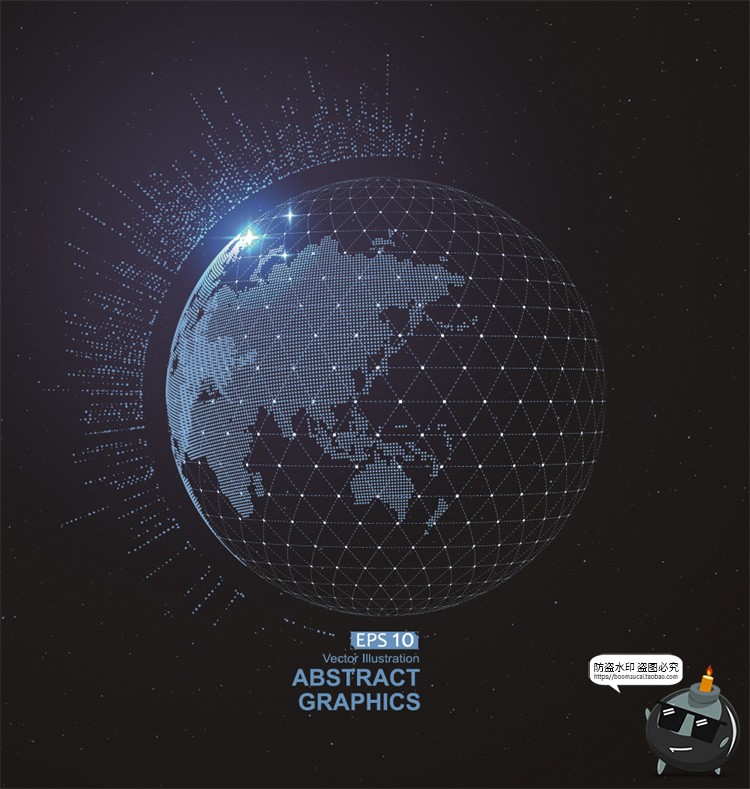 图片[35]-未来科幻科技感数字地球点线构成网络信息世界背景插画AI矢量素材-设计猿