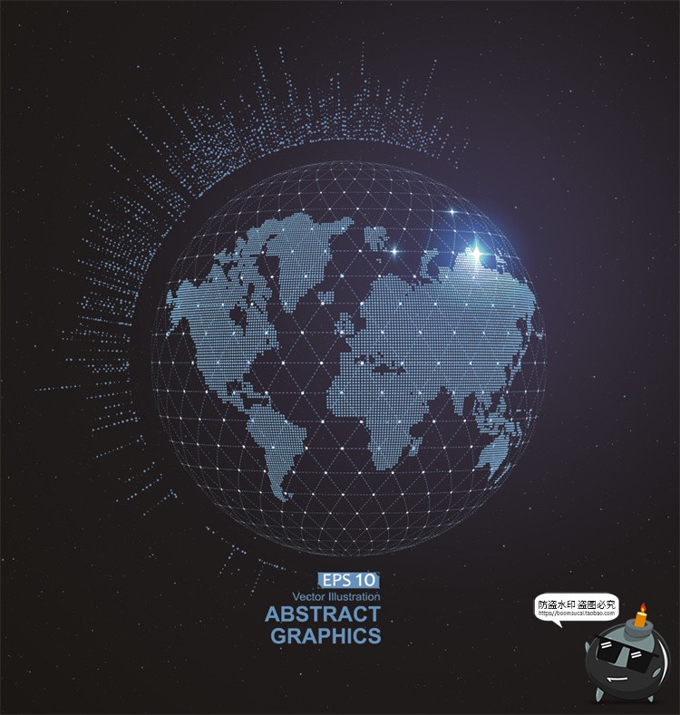 图片[36]-未来科幻科技感数字地球点线构成网络信息世界背景插画AI矢量素材-设计猿