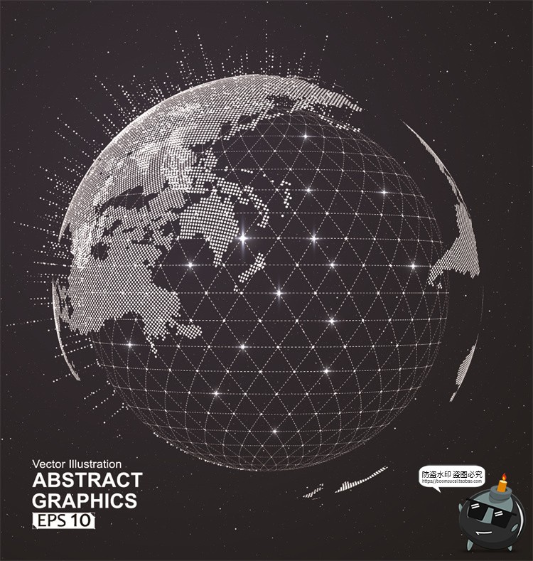 图片[39]-未来科幻科技感数字地球点线构成网络信息世界背景插画AI矢量素材-设计猿