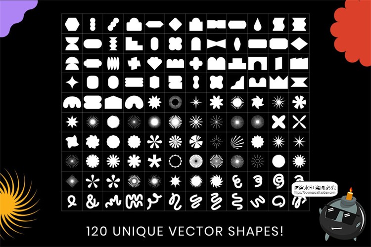图片[3]-包豪斯图形集几何简约艺术装饰图形元素创意海报图案AI矢量素材-设计猿