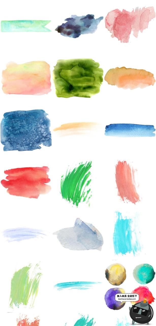 图片[5]-唯美淡雅水彩手绘笔触水墨晕染喷溅泼墨墨迹元素PNG免扣设计素材-设计猿