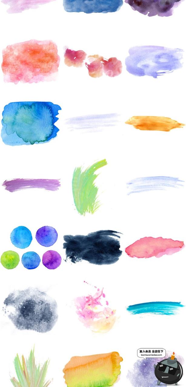 图片[7]-唯美淡雅水彩手绘笔触水墨晕染喷溅泼墨墨迹元素PNG免扣设计素材-设计猿