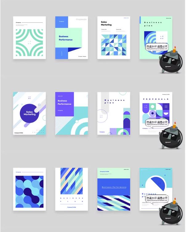 图片[1]-抽象平面几何图形商业公司画册手册封面背景图片海报AI矢量素材-设计猿