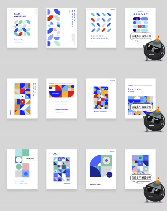图片[2]-抽象平面几何图形商业公司画册手册封面背景图片海报AI矢量素材-设计猿