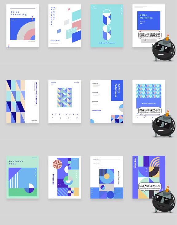 图片[3]-抽象平面几何图形商业公司画册手册封面背景图片海报AI矢量素材-设计猿