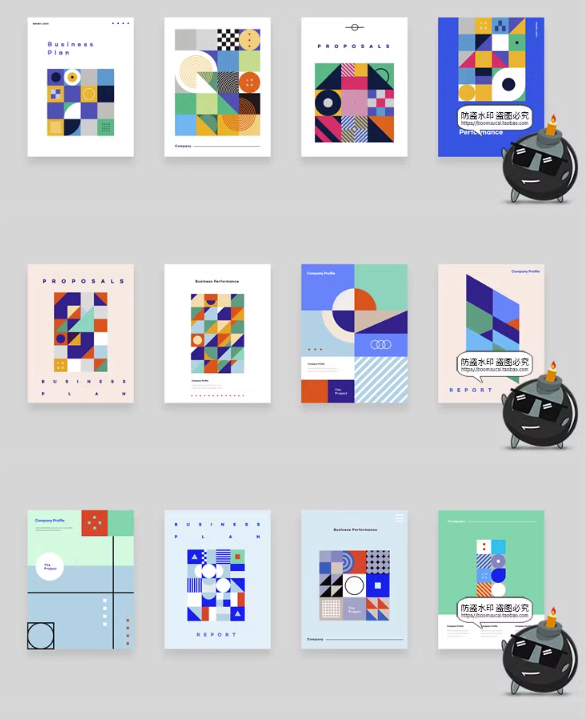 图片[4]-抽象平面几何图形商业公司画册手册封面背景图片海报AI矢量素材-设计猿