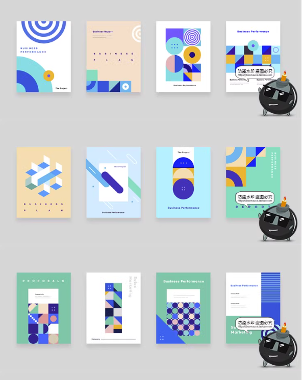 图片[5]-抽象平面几何图形商业公司画册手册封面背景图片海报AI矢量素材-设计猿