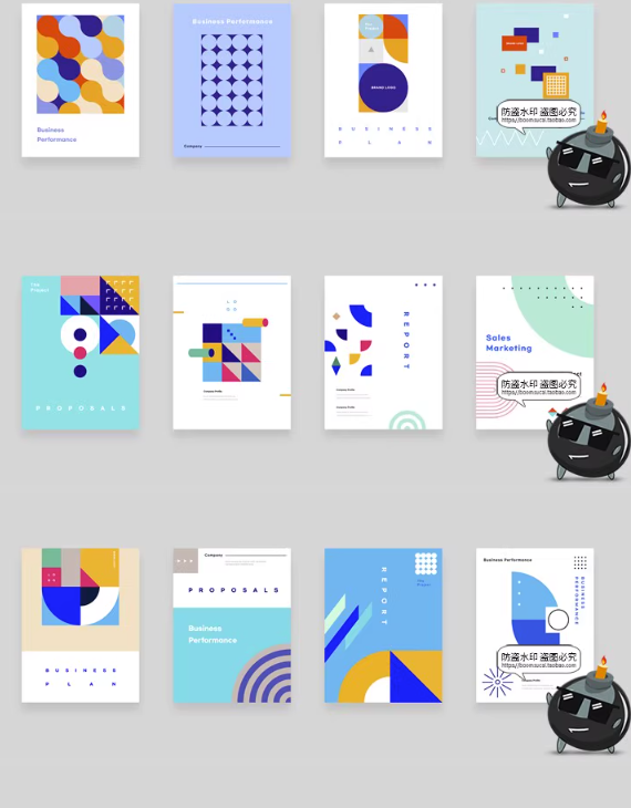 图片[6]-抽象平面几何图形商业公司画册手册封面背景图片海报AI矢量素材-设计猿