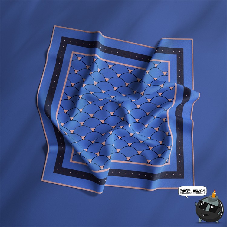 图片[3]-正方形雪纺褶皱丝巾小方巾丝绸面料布料印花贴图样机模板PSD素材-设计猿