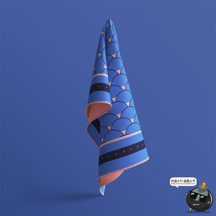 图片[4]-正方形雪纺褶皱丝巾小方巾丝绸面料布料印花贴图样机模板PSD素材-设计猿