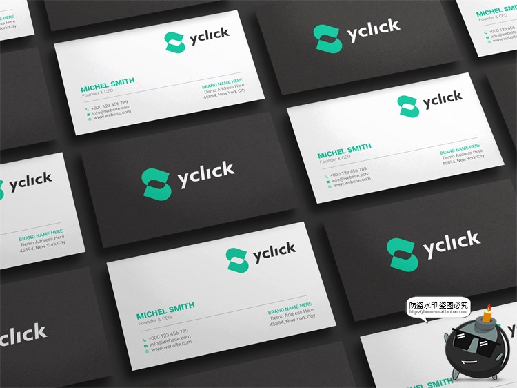 图片[1]-极简光影商务等距排列杂乱品牌应用企业名片样机贴图PSD模板素材-设计猿