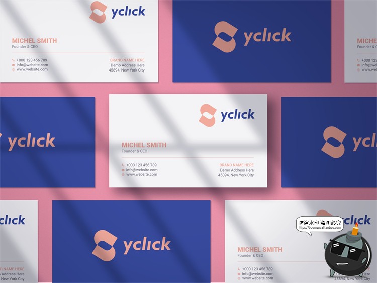 图片[2]-极简光影商务等距排列杂乱品牌应用企业名片样机贴图PSD模板素材-设计猿