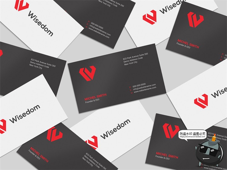 图片[8]-极简光影商务等距排列杂乱品牌应用企业名片样机贴图PSD模板素材-设计猿