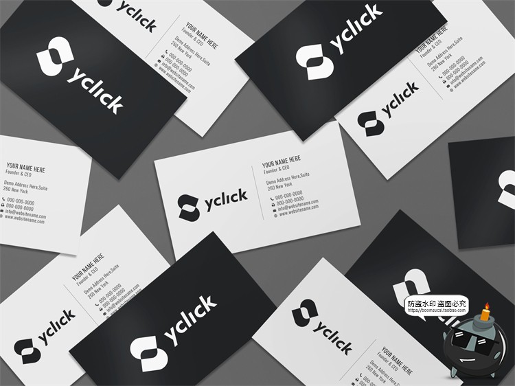 图片[12]-极简光影商务等距排列杂乱品牌应用企业名片样机贴图PSD模板素材-设计猿