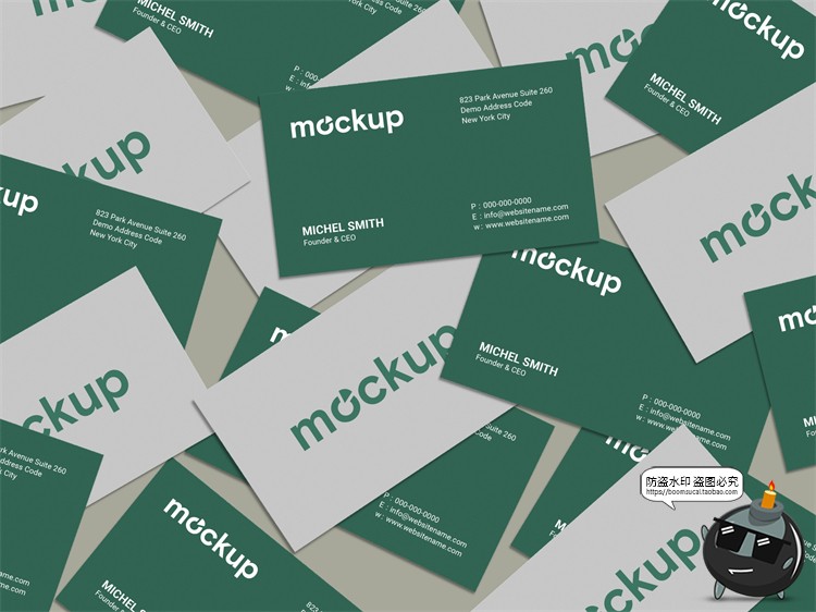 图片[13]-极简光影商务等距排列杂乱品牌应用企业名片样机贴图PSD模板素材-设计猿
