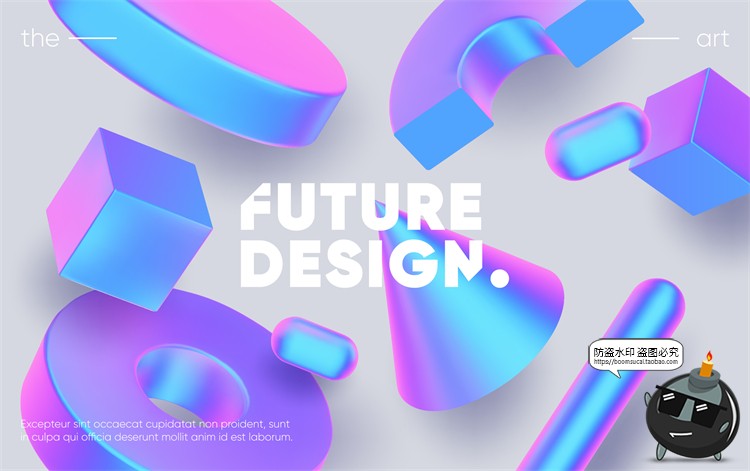 图片[4]-3D几何立体渐变图形全息金属主视觉弥散光酸性宣传海报AI矢量素材-设计猿