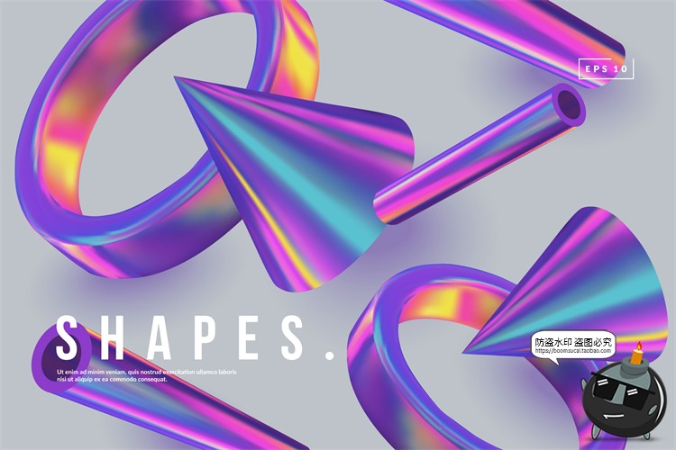 图片[16]-3D几何立体渐变图形全息金属主视觉弥散光酸性宣传海报AI矢量素材-设计猿