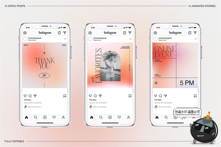图片[2]-酸性渐变美学简约潮流海报图文方形竖版排版PSD模板素材附带字体-设计猿