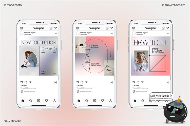 图片[3]-酸性渐变美学简约潮流海报图文方形竖版排版PSD模板素材附带字体-设计猿
