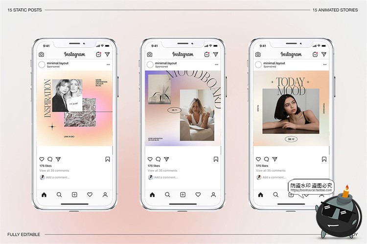 图片[4]-酸性渐变美学简约潮流海报图文方形竖版排版PSD模板素材附带字体-设计猿
