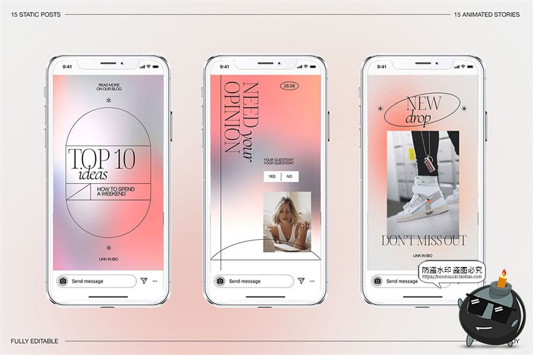 图片[7]-酸性渐变美学简约潮流海报图文方形竖版排版PSD模板素材附带字体-设计猿