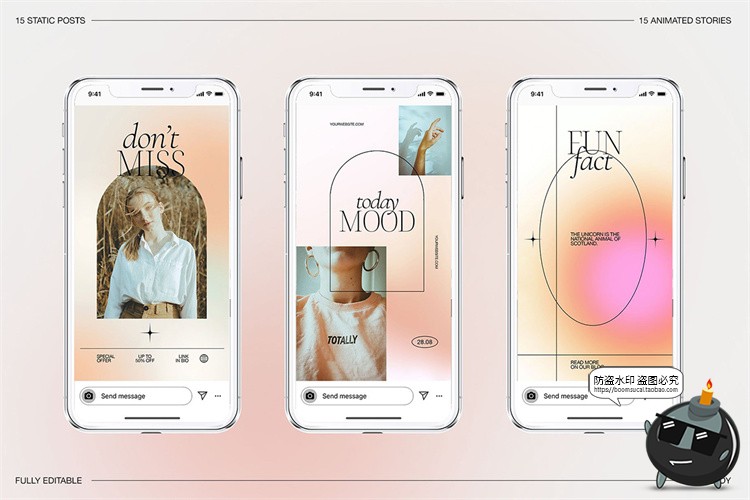 图片[9]-酸性渐变美学简约潮流海报图文方形竖版排版PSD模板素材附带字体-设计猿