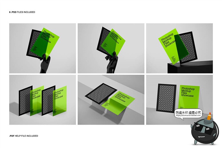 图片[2]-潮物样机半透明塑料卡片玻璃亚克力板单页海报样机果PSD模板素材-设计猿