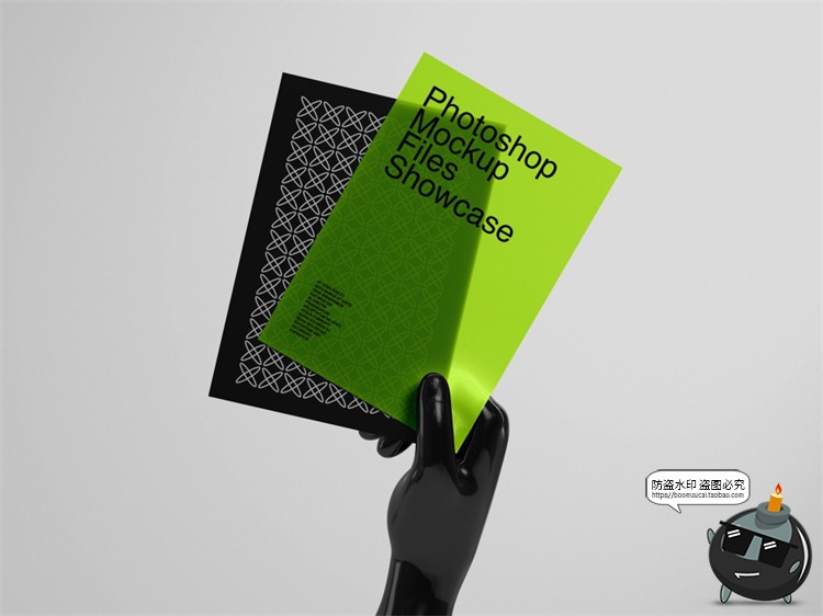 图片[3]-潮物样机半透明塑料卡片玻璃亚克力板单页海报样机果PSD模板素材-设计猿