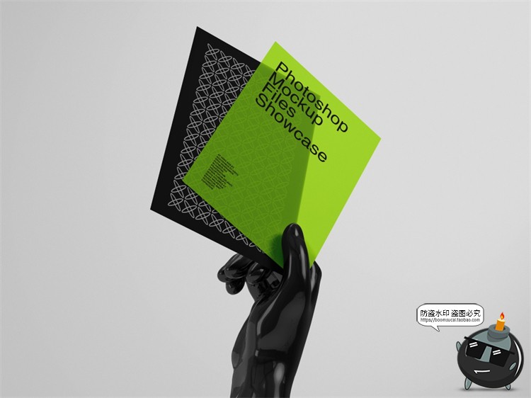 图片[4]-潮物样机半透明塑料卡片玻璃亚克力板单页海报样机果PSD模板素材-设计猿