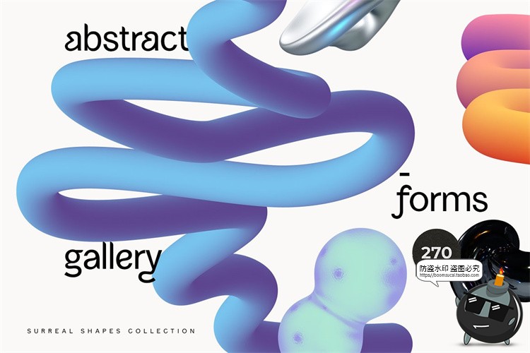 图片[1]-超现实灵感图形集3D艺术抽象几何科技未来全息渐变PNG元素素材-设计猿