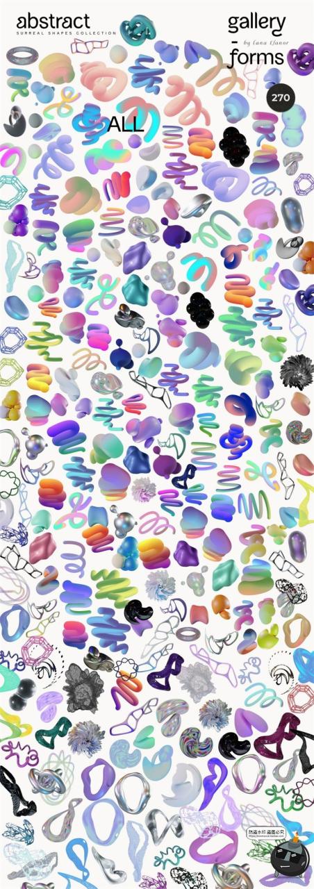 图片[2]-超现实灵感图形集3D艺术抽象几何科技未来全息渐变PNG元素素材-设计猿