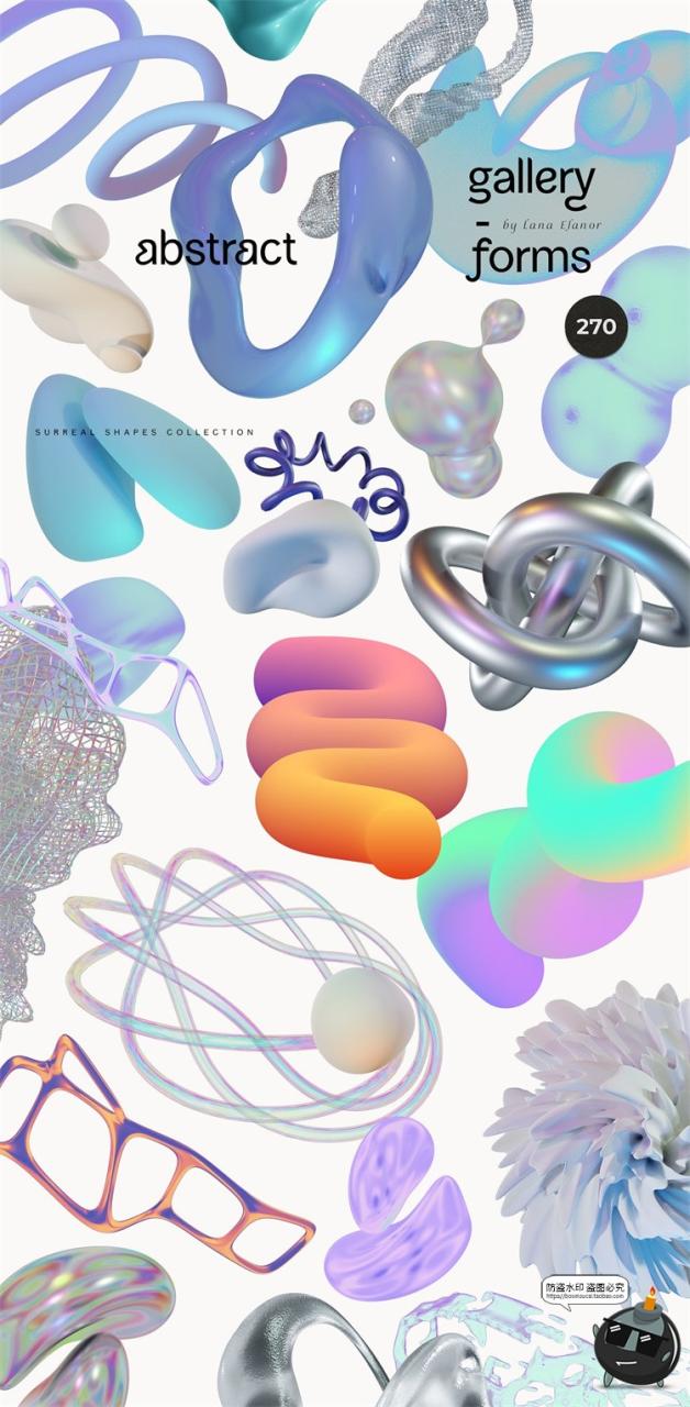 图片[4]-超现实灵感图形集3D艺术抽象几何科技未来全息渐变PNG元素素材-设计猿