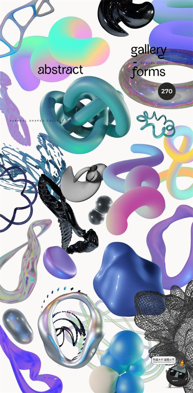 图片[5]-超现实灵感图形集3D艺术抽象几何科技未来全息渐变PNG元素素材-设计猿