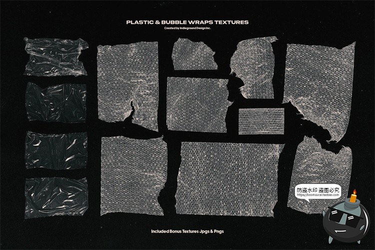 图片[5]-塑料质感透明薄膜收缩气泡纸张保护袋后期叠加纹理PNG免抠素材-设计猿