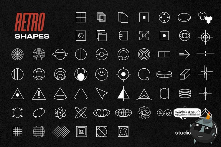 图片[2]-Y2K复古未来科幻机能抽象几何装饰标志logo图形元素AI矢量PSD素材-设计猿