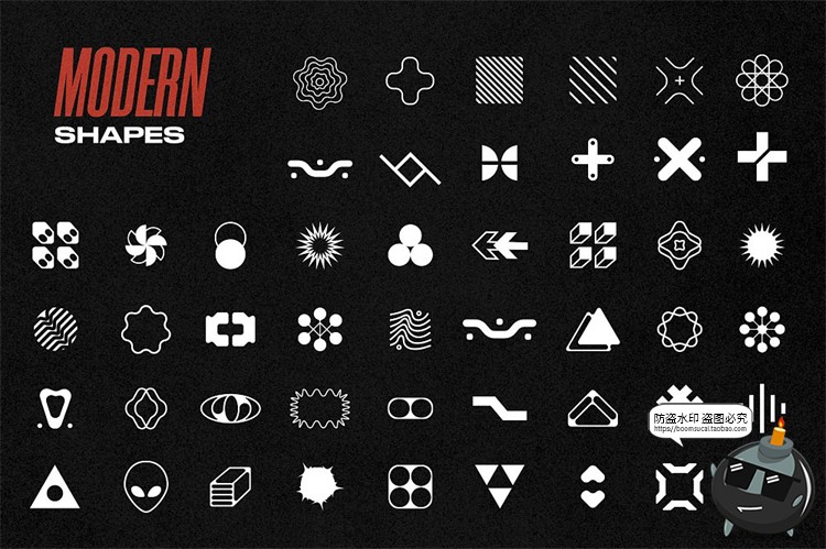 图片[5]-Y2K复古未来科幻机能抽象几何装饰标志logo图形元素AI矢量PSD素材-设计猿