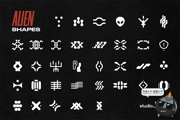 图片[6]-Y2K复古未来科幻机能抽象几何装饰标志logo图形元素AI矢量PSD素材-设计猿