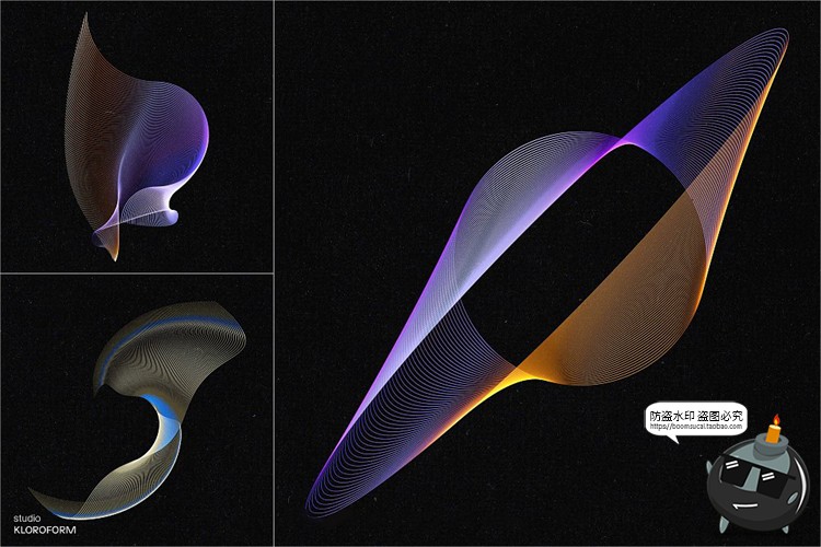 图片[3]-时尚抽象艺术扭曲波浪条纹网格线条渐变未来科幻PNG免抠AI素材-设计猿