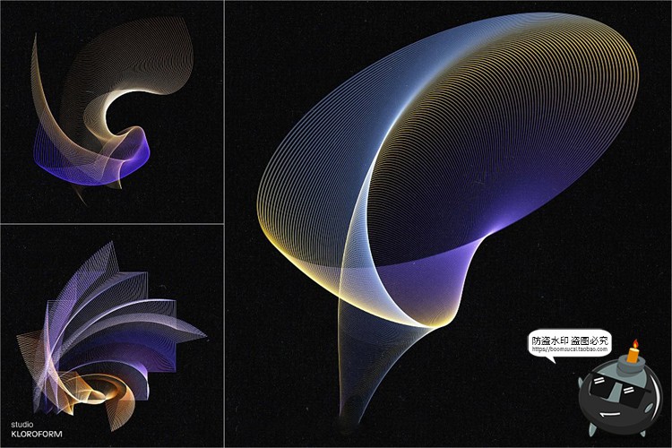图片[5]-时尚抽象艺术扭曲波浪条纹网格线条渐变未来科幻PNG免抠AI素材-设计猿