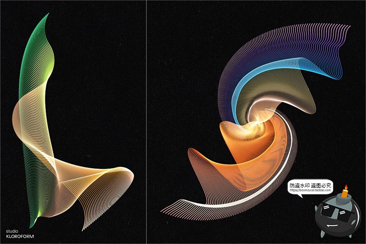 图片[8]-时尚抽象艺术扭曲波浪条纹网格线条渐变未来科幻PNG免抠AI素材-设计猿