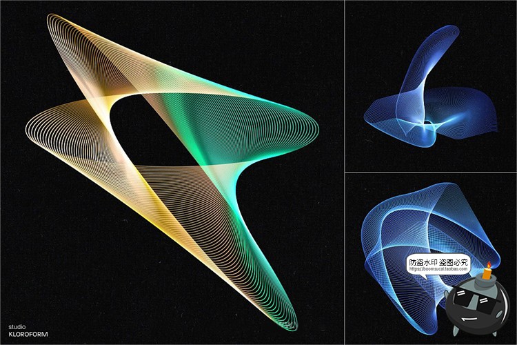 图片[13]-时尚抽象艺术扭曲波浪条纹网格线条渐变未来科幻PNG免抠AI素材-设计猿