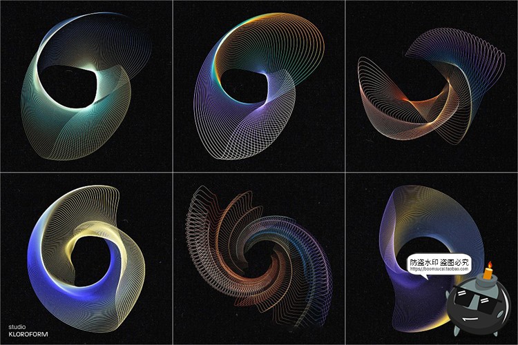 图片[20]-时尚抽象艺术扭曲波浪条纹网格线条渐变未来科幻PNG免抠AI素材-设计猿